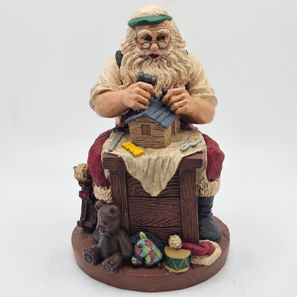 Vintage Santa Claus Toymaker Workshop Figurine‎ Resin Hand Painted